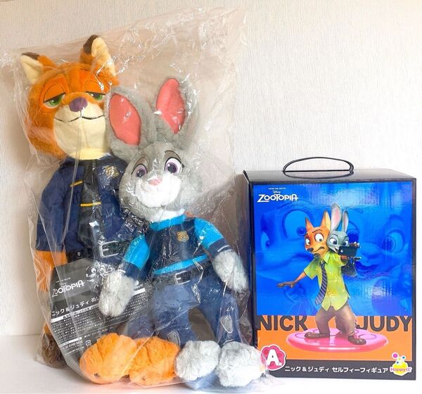 ズートピア happyくじ A賞 ニック&ジュディ セルフィー フィギュア Last賞 ぬいぐるみセット 一番くじ ニック