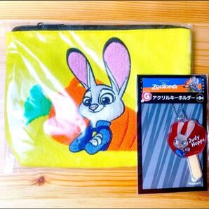 Disney ZOOTOPIA ズートピア Happyくじ C賞 サガラ刺繍ポーチ ジュディ G賞 アクリルキーホルダー セット