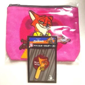 Disney ZOOTOPIA ズートピア Happyくじ C賞 サガラ刺繍ポーチ ピンク G賞 キーホルダー 一番くじ ニック