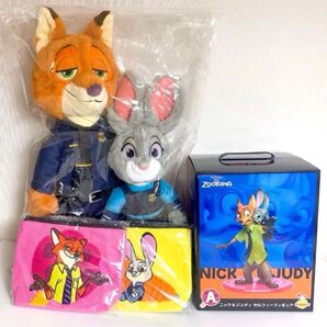 ズートピア happyくじ A賞 ニック&ジュディ セルフィー フィギュア LAST賞 ぬいぐるみセット 一番くじ C賞 セット