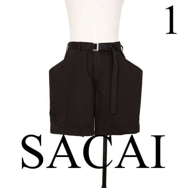 SACAI 25SS Cotton Chino Shorts 黒 サイズ 1 25-03895M サカイ コットン ショーツ