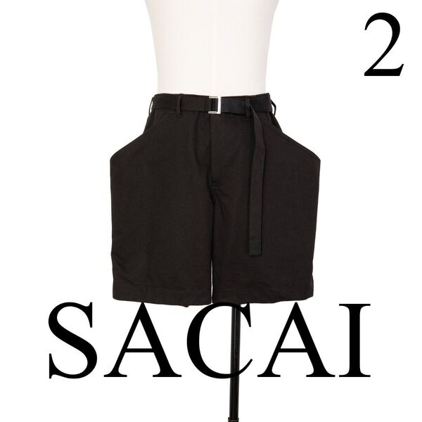 SACAI 25SS Cotton Chino Shorts 黒 サイズ 2 25-03895M サカイ コットン ショーツ