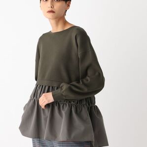 【オペークドットクリップ】ドッキングペプラムニット チャコールグレー S