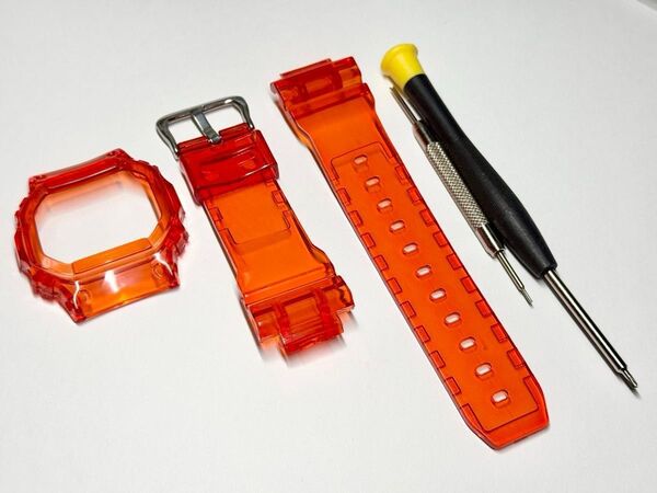 ☆G-SHOCK DW-5600系 ベルト&ベゼルセット クリアレッド 新品☆DW-5000 DW-5025 DW-5030