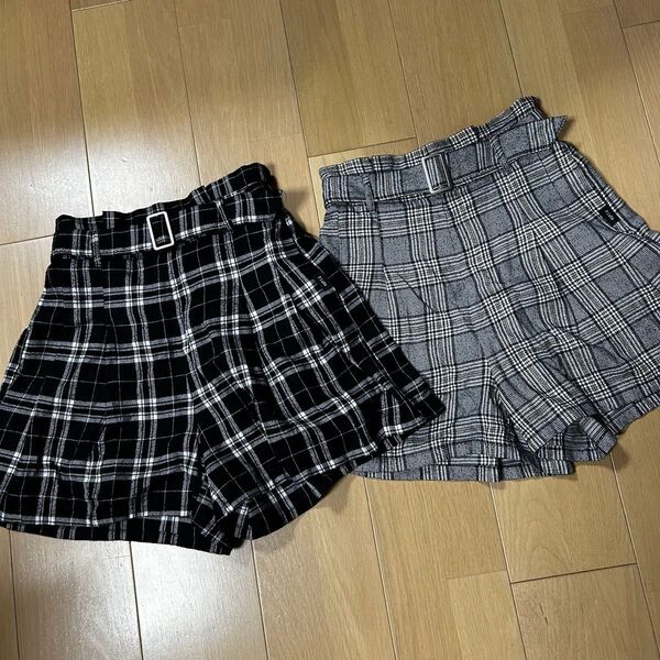 ピンクラテ チェックキュロット 160センチ 2枚セット ②