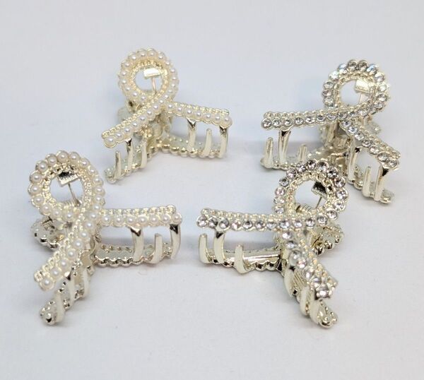 パール&ストーンミニヘアクリップ4点セット