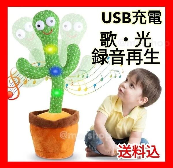 子供 おもちゃ 知育 USB サボテン 動く 赤ちゃん 歌 ダンス 踊る 光 録音 再生 話す 音楽 ベビー キッズ 知育玩具