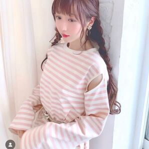 大谷映美里ちゃん着用 snidel ピンク 肩だしワンピース (ボーダー)
