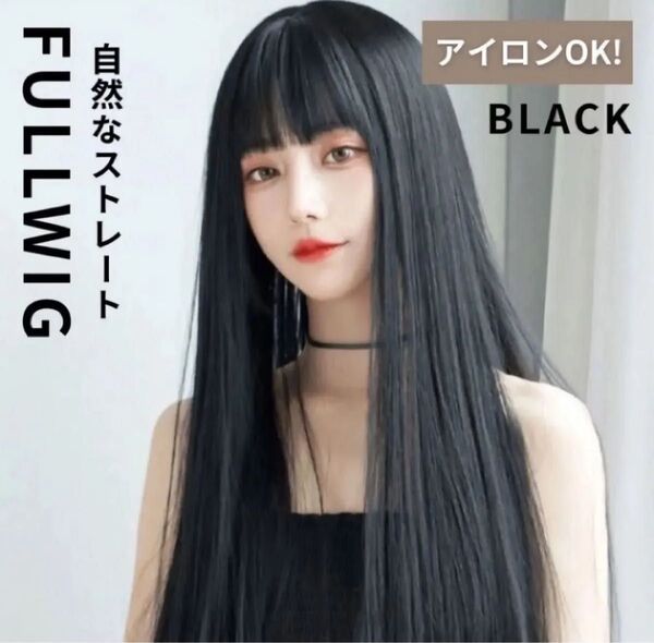 フルウィッグ ストレート 黒髪 ブラック ロング コスプレ 自然 416