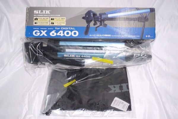 ★新品 SLIK 三脚 アルミ製 【 GX 6400BL 】 ブルー 4段 レバーロック 3ウェイ雲台 クイックシュー式