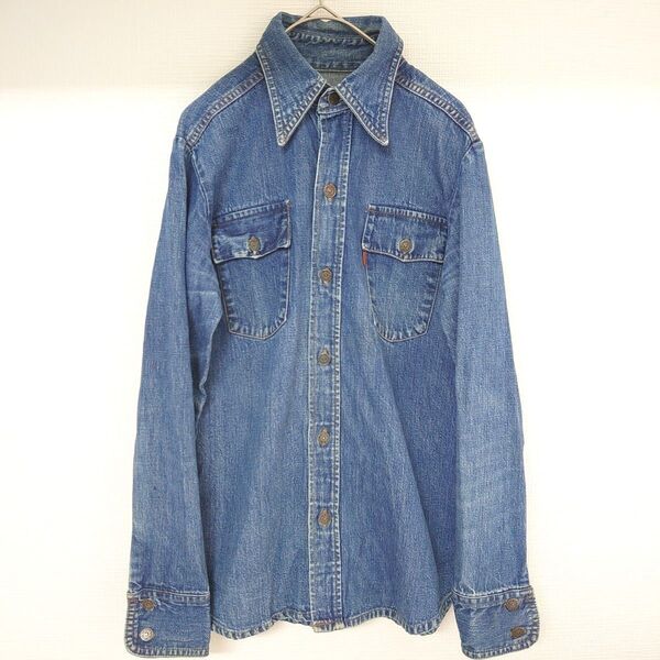 【ヴィンテージ LEVI'S】USA製 リーバイス 66086 デニムシャツ オレンジタブ スモールe 70s 80s ウエスタン