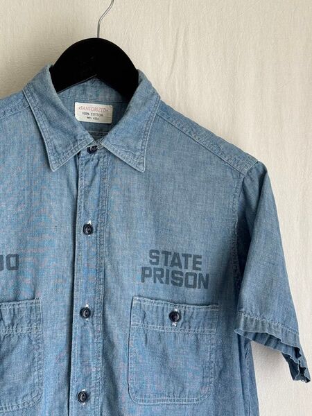 1950s〜 STATE PRISON プリズナーシャンブレーシャツ 半袖 USA製 囚人ヴィンテージ