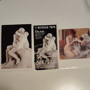 横浜美術館 ヌード展 入場券と写真2枚セット ロダン 接吻