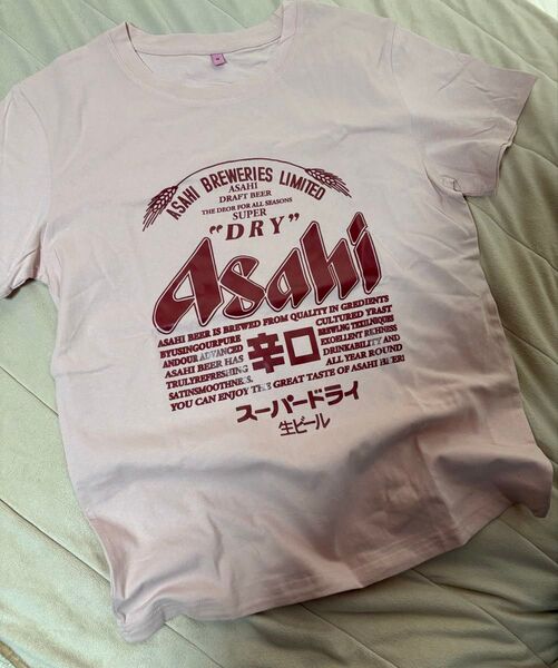 Asahi アサヒスーパードライ 生ビール Tシャツ 半袖 L ユニーク ピンク