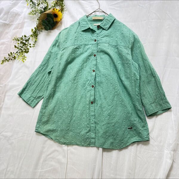 CROCODILE シャツ グリーン LLサイズ トップス 長袖 春夏 コットンシャツ