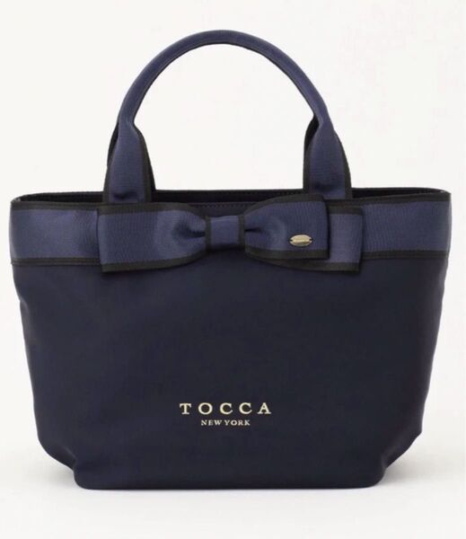 新品 toccaトッカ リボン トートバッグ ショルダーバック ネイビー