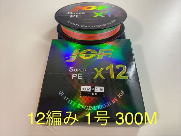 12編み 1号 300m 0.165mm 30lb マルチカラー PEライン JOF