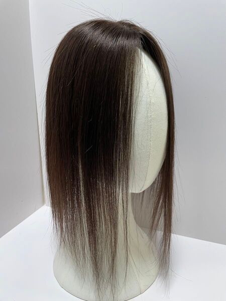 人毛100%部分ウィッグ ヘアピース I型つむじ二重引き抜き超軽量 白髪隠し ダークブラウン