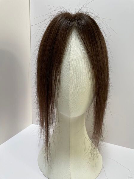 人毛100%部分ウィッグ頭頂部ヘアピース 白髪隠しトップピース ブラウン