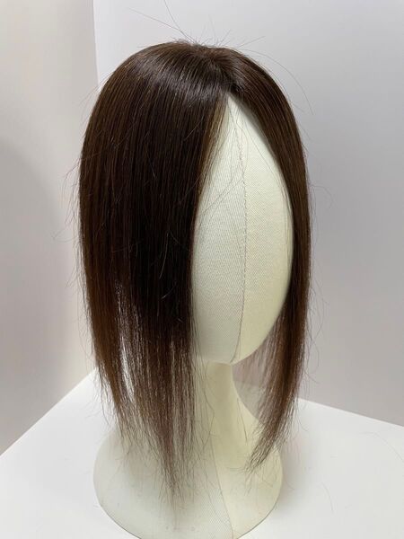 人毛100%部分ウィッグ ヘアピース I型つむじ二重引き抜き超軽量 白髪隠し ダークブラウン