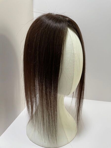 人毛100%部分ウィッグ ヘアピース 超軽量 白髪隠しトップピースダークブラウン