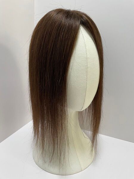 人毛100%部分ウィッグ ヘアピース 白髪隠しトップピース ブラウン