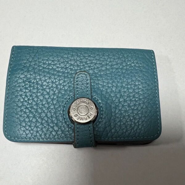 HERMES 青緑 レザー カードケース エルメス レザー HERMES カードケース