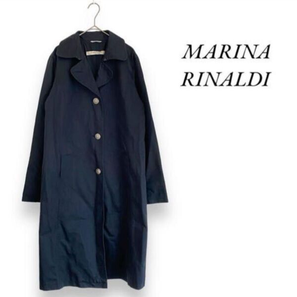 MARINARINALDI ロングトレンチコート ネイビー アウター ジャケット イタリア製 長袖 大きいサイズ マリナリナルディ