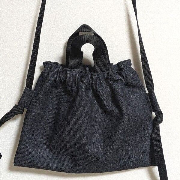 持ち手付きデニムのお散歩ショルダーポシェット★ハンドメイド★