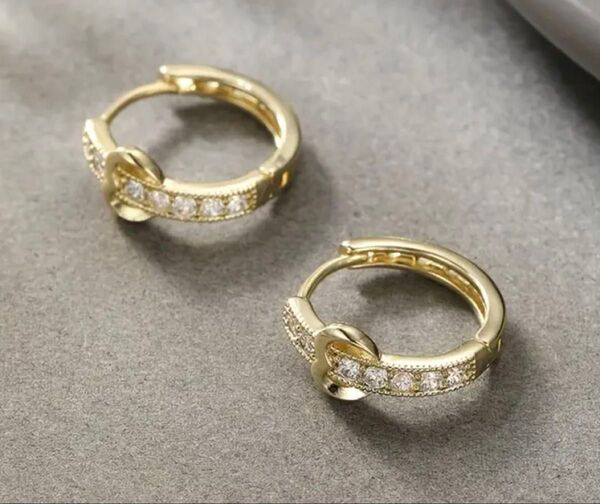 フープピアス レディース ゴールド ミル打ち ハート