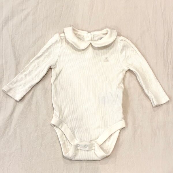 GAP baby 襟付きリブロンパース オフホワイト