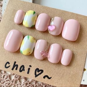 【現品】ネイルチップ シンプル ピンク お花 ベリーショート