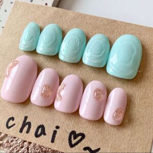 【現品】ネイルチップ オーロラ ミルク ショートオーバル