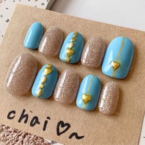 【現品】ネイルチップ アンティーク フラッシュラメ ショートオーバル