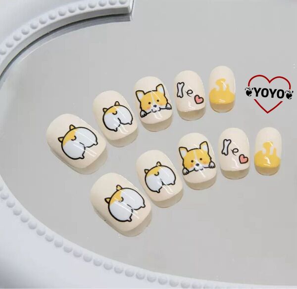 K014 新品匿名配送 全サイズネイルチップ24枚 韓国ネイルチップ推し活ネイル