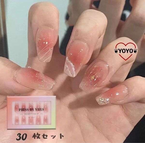 S004 新品匿名配送 全サイズネイルチップ24枚 韓国ネイルチップ推し活ネイル