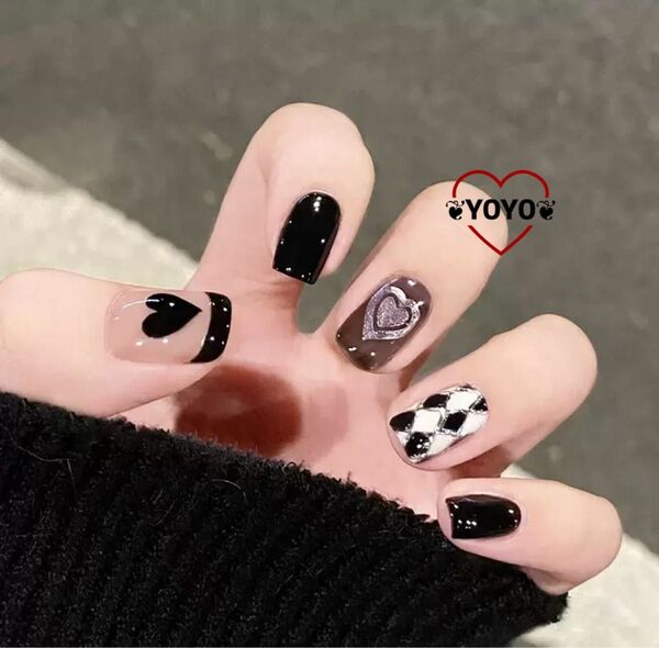 R659 新品匿名配送 全サイズネイルチップ24枚 韓国ネイルチップ推し活ネイル