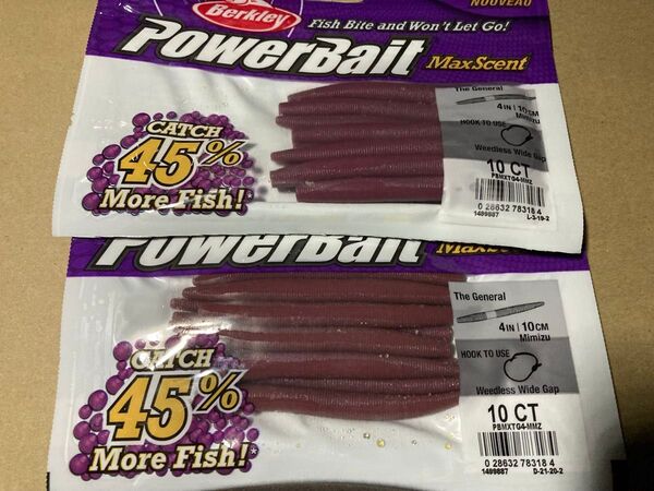 バークレイ (Berkley) ワーム パワーベイト マックスセント ジェネラル4インチ ミミズ 2パックセット 未使用