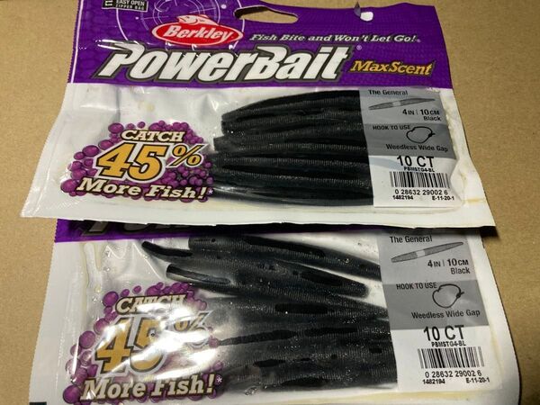 バークレイ (Berkley) ワーム パワーベイト マックスセント ジェネラル4インチ ブラック 2パックセット 未使用