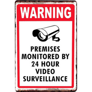 A2671　メタル　サイン　ブリキ　看板　金属製　プレート　通知　警告　注意　防犯　カメラ　録画中　24時間　ビデオ 監視　侵入禁止　2134