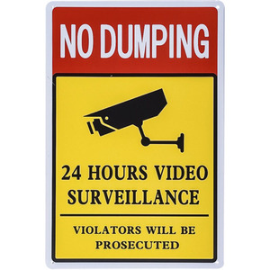 A2672　メタル　サイン　ブリキ　看板　金属製　プレート　警告 注意 防犯 カメラ 録画中 24時間 ビデオ 監視 侵入 ゴミ 不法 投棄 禁止