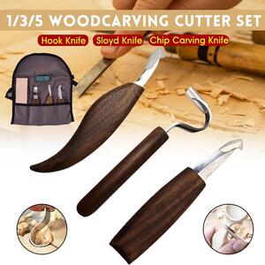 Doersupp 1/3/5 piece wooden sculpture knife woodworking cutter hand tool set peeling off tree carving sculpture spoon sculpture cutter 