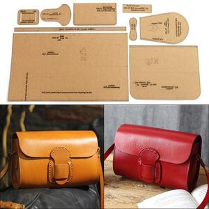 Diy handmade leather craft. woman. shoulder bag messenger bag purse sewing pattern hard craft paper stencil template 24*17*