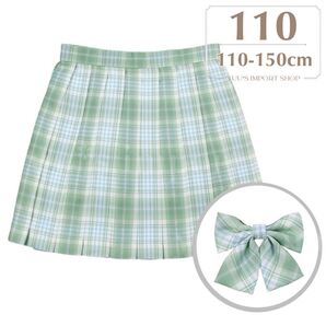 スカート 女の子 110 緑 チェック 制服 プリーツ 入学式 jk 女子高生風 ダンス 衣装 ミニスカ スカパン リボン ゴム