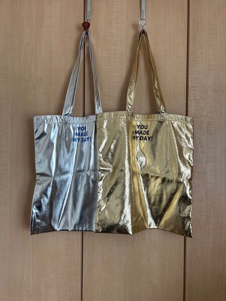 新品タグ付き しまむらrumi メタリックカラートートバッグ ゴールド、シルバー 2点セット
