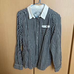 ギンガムチェックシャツ 白襟 レディース Mサイズ