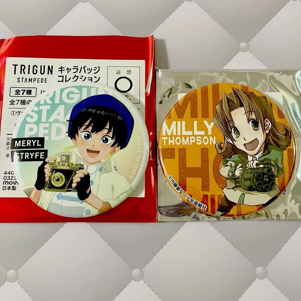 トライガン マキシマム スタンピード メリル ミリィ 缶バッジ TRIGUN MAXIMUM ヴァッシュ ウルフウッド カフェ