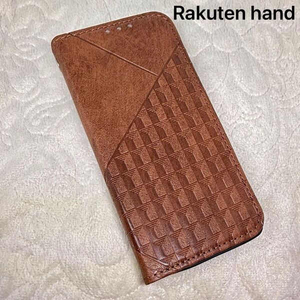 Rakuten hand 楽天ハンド 手帳型 ケース スタンド 収納 スマホ カバー カード 耐衝撃 ブラウン