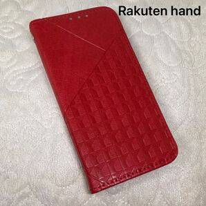 Rakuten hand 楽天ハンド 手帳型 ケース スタンド カード収納 スマホ カバー カード 耐衝撃 レッド