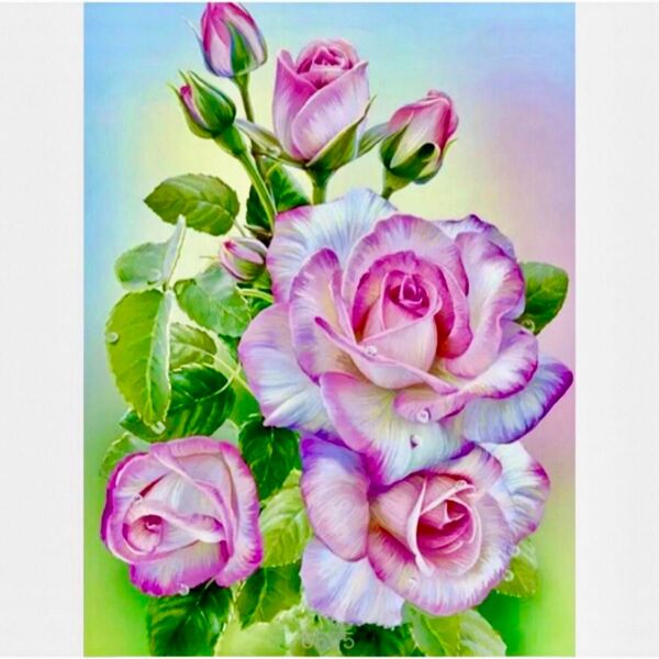 ダイヤモンドアート 美しいピンクの薔薇